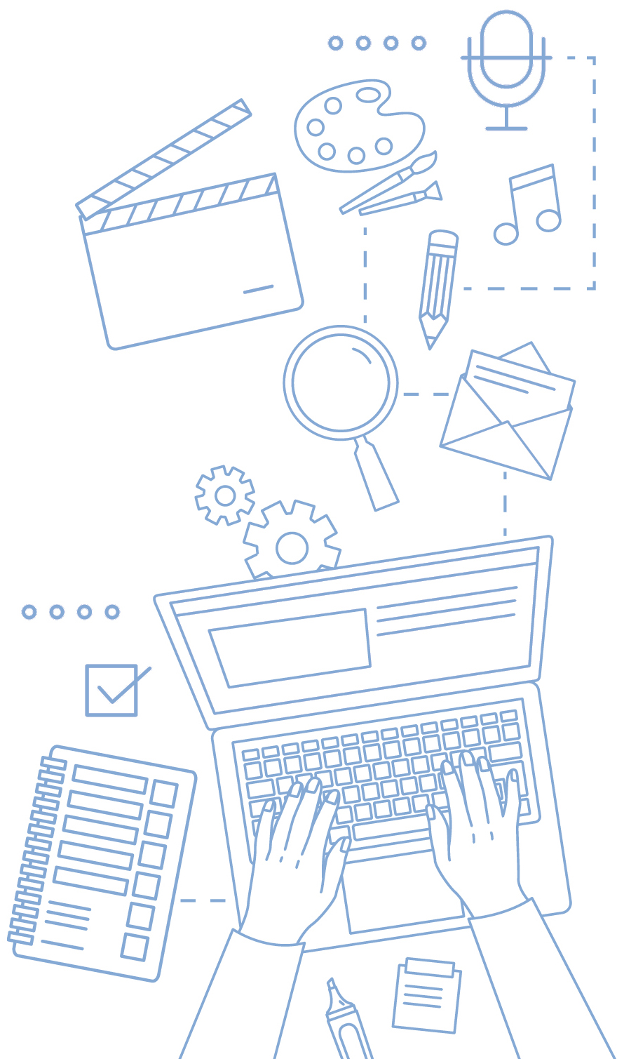 Illustration of laptop and materials for filing a claim